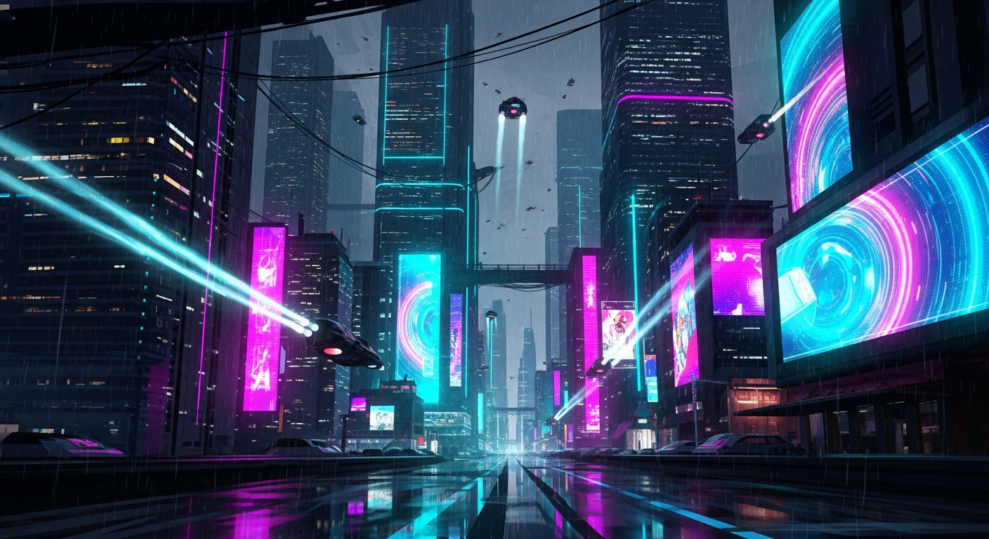 Concept art thành phố cyberpunk