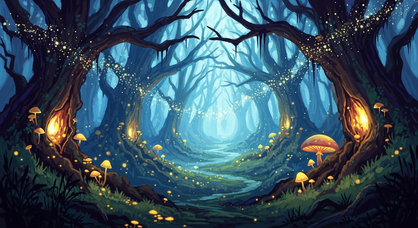 Minh hoạ khu rừng fantasy thần tiên