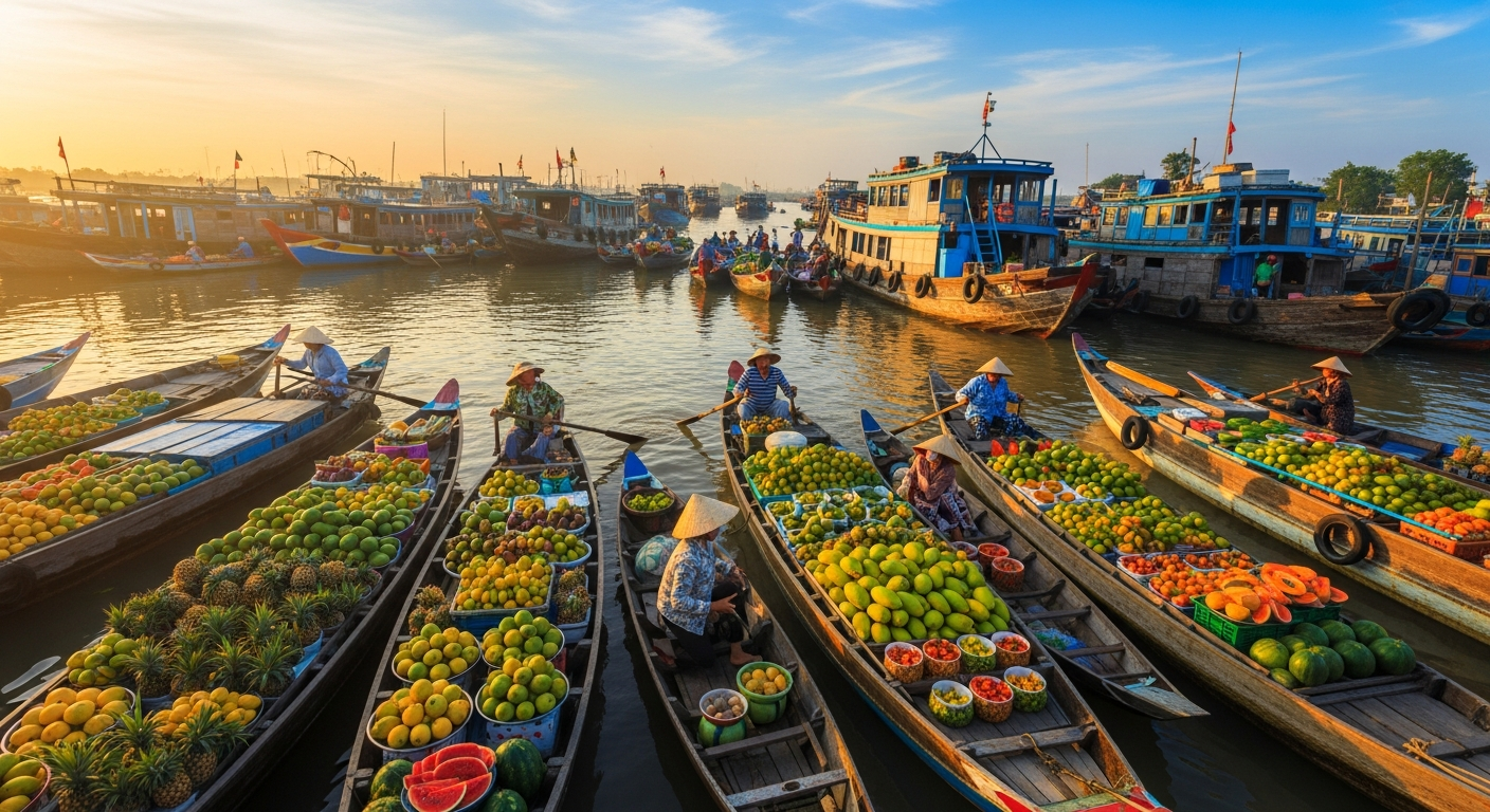 Chợ nổi Cái Răng đồng bằng sông Cửu Long