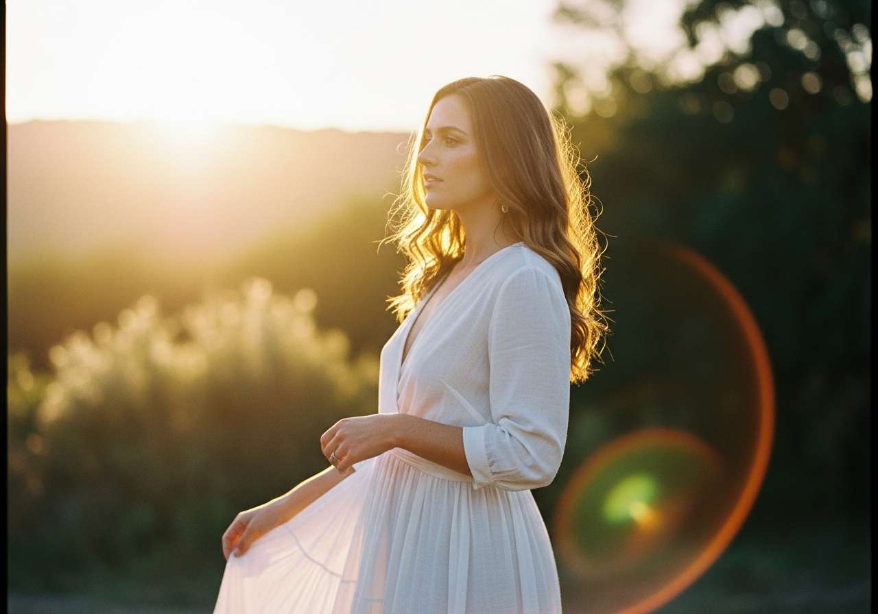 Chân dung ngoài trời golden hour